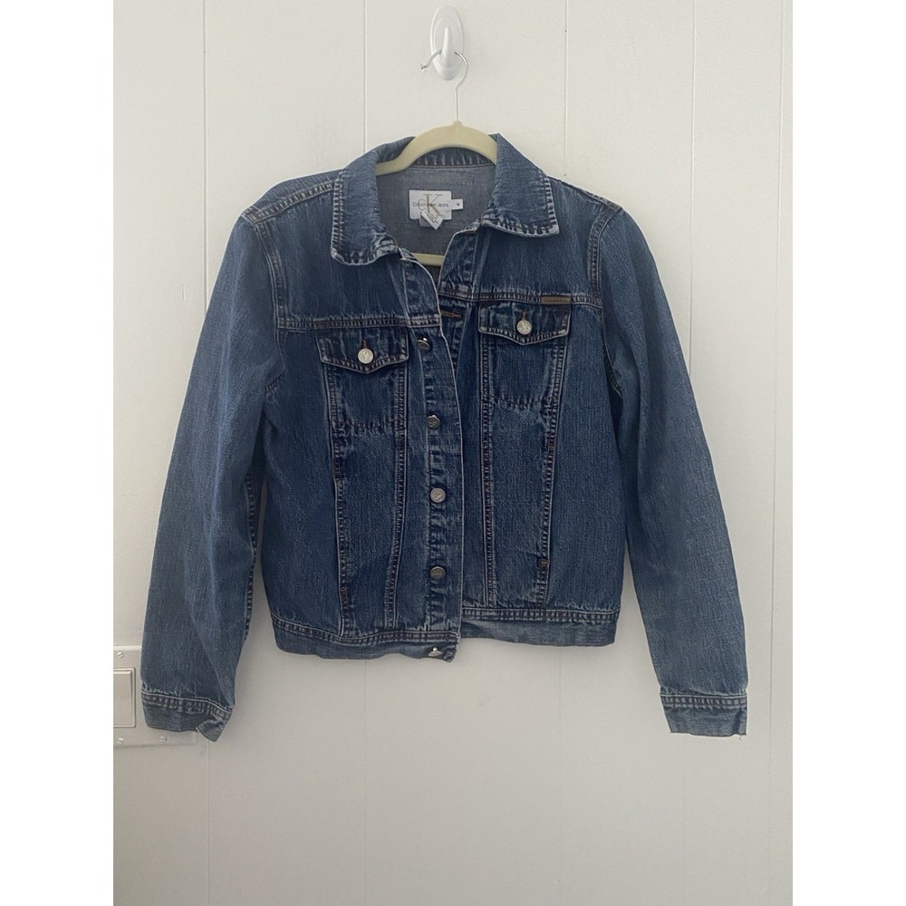 Vintage 90's Y2K Calvin Klein Jeans Blue Denim Trucker Jacket Size M